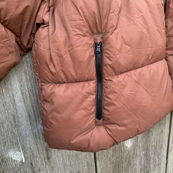 OLD NAVY Jacket Womens XL Brown Puffer Cropped Water Resistant Short Maple Quilt - Picture 6 of 15